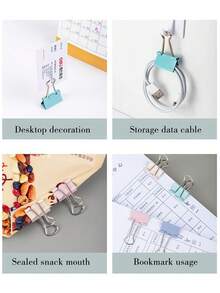 12pcs/Pack Long Tail Clips, Stationery Paper Clips, Binder Clips For Office, Metal Invoice File Clips - Multicolor - View 3