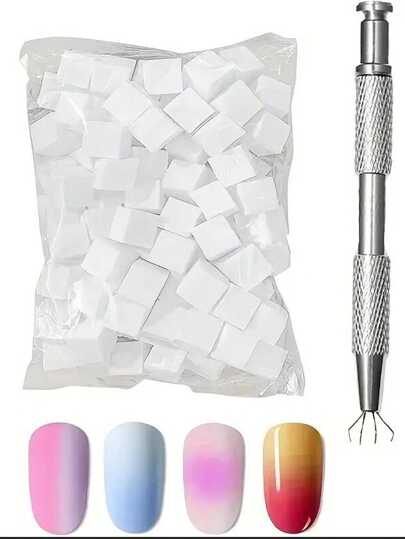 50pcs Mini Sponge Blocks With 4 Claws Tweezers Gripper, Manicure Nail Painting Gel Ombre Coloring Sponge Gradient Nail Gel Polish Tools,Nail Supplies,Nail Tools,Nail Art Tools,Back To School,Nails,Nail Tools For Press On Nails,Manicure Pedicure Tools