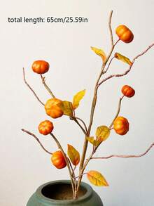 4 Pcs Fall Pumpkin Branch Artificial Berry Pumpkin Branch Autumn Floral Plant For Thanksgiving Wedding Home DIY Decor Flower Arrangement - 橘色 - 查看 3