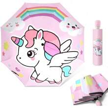 [ Christmas Gift ]Unicorn Umbrella, Sturdy And Portable Auto Folding Baby Umbrella, With Built-In Sun Protection, Automatic Open/Close, Lightweight For Baby Girls And Boys,Spring Summer Picks,Brides Maid Gifts,Room,Bedroom Decor,Beach,Travel,For Men,For Women,Vacation,Cute Stuff - Pink - View 2