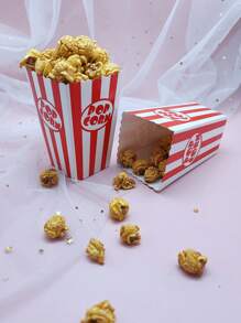12/48pcs Red Striped Popcorn Favor Boxes Food Packaging Boxes For Baking, Party, Wedding