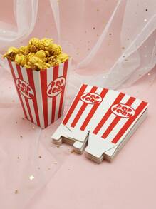 12/48pcs Red Striped Popcorn Favor Boxes Food Packaging Boxes For Baking, Party, Wedding