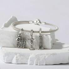 Bamoer 925 Sterling Silver Vintage Eiffel Tower/Big Ben Bead Landmark Series Travel Charms For Women Girl Bracelet Necklace DIY Jewelry Making