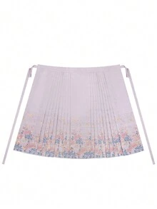 LANZEYILV Light Purple Elegant Floral Patterned Jacquard Skirt, Chinese Style Hanfu Bottoms For Women - Mauve Purple - View 6