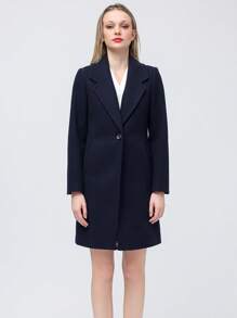 Women's Elegant Wool Blend Trench Winter Jacket Mid-Long Windproof Lapel Slim Pea Coat - Màu xanh lam - Xem 5