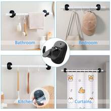 4PCS Upgraded Self Adhesive Curtain Rod Brackets,Curtain Rod Hooks,Curtain Rods No Drilling,Curtain Rod Brackets For Wall,For0.6~1.7 Inch Curtain Rod - Multicolor - View 10