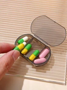 1 件/3 件迷你透明药盒，带三个隔层，旅行药品收纳盒防潮小型 3 格药盒旅行药丸整理器，塑料药丸收纳盒，便携式药盒小型每周旅行药丸整理器，适用于旅行家庭学校用品大学宿舍，便携式口袋药盒分配器适用于钱包维生素鱼油隔层容器药盒 - 彩色 - 查看 6