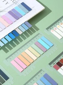 1 张卡 200 片装粘性标签书本标签 - 莫兰迪粘性标签、透明便条标签、粘性标签、学校用品、索引标签 - 彩色 - 查看 9