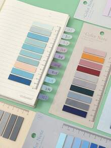 1 张卡 200 片装粘性标签书本标签 - 莫兰迪粘性标签、透明便条标签、粘性标签、学校用品、索引标签 - 彩色 - 查看 2