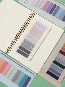 1 张卡 200 片装粘性标签书本标签 - 莫兰迪粘性标签、透明便条标签、粘性标签、学校用品、索引标签 - 彩色 - 查看 11