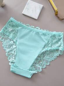 3 件/套扇形蕾丝花卉蕾丝内裤（带衬料）