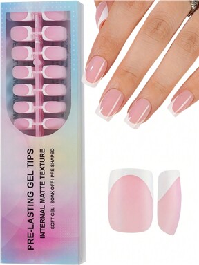 150 stuks Franse acrylnageltips, 15 maten, korte vierkante roze, kunstnagels voor vrouwen, doe-het-zelf manicure en salondecoratie, druknagels, nagelbenodigdheden, nagels