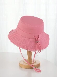1pc Unisex Y2K Style Frayed Edge Bucket Hat For Outdoor Sports Sun Protection And Daily Commute - Pink - View 2
