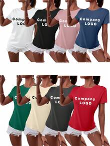 Customized Women T-Shirts For Christmas, Thanksgiving, Add Your Own Text (Name/Slogan/Nickname/Idol Name/Family Member Name) To Design Personalized Printed T-Shirts, Logo|Business|Wedding Gift|Party|Birthday Gift|Halloween Costume|Christmas, Personalized Name, Anniversary Gift, Birthday Gift, Wedding Gift, Best Friend Gift - Black - View 5