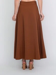 Tailored Skirt With Belt Loops (Without Belt) Code:3010 - Camel - View 5