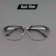 1 par de gafas rectangulares de doble haz sin graduación, de color negro, con montura de metal, adecuadas para todas las estaciones, de moda, con estilo retro, ideales para el trabajo de oficina, las compras, la decoración, el aprendizaje de los estudiantes, la lectura, las reuniones de negocios, los juegos, la protección ocular, las fiestas, los viajes, los deportes, los espectáculos en escena y la conducción.