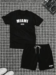 Cotton T-Shirt + Short Tectel Miami Summer Combo Kit - Black - View 1