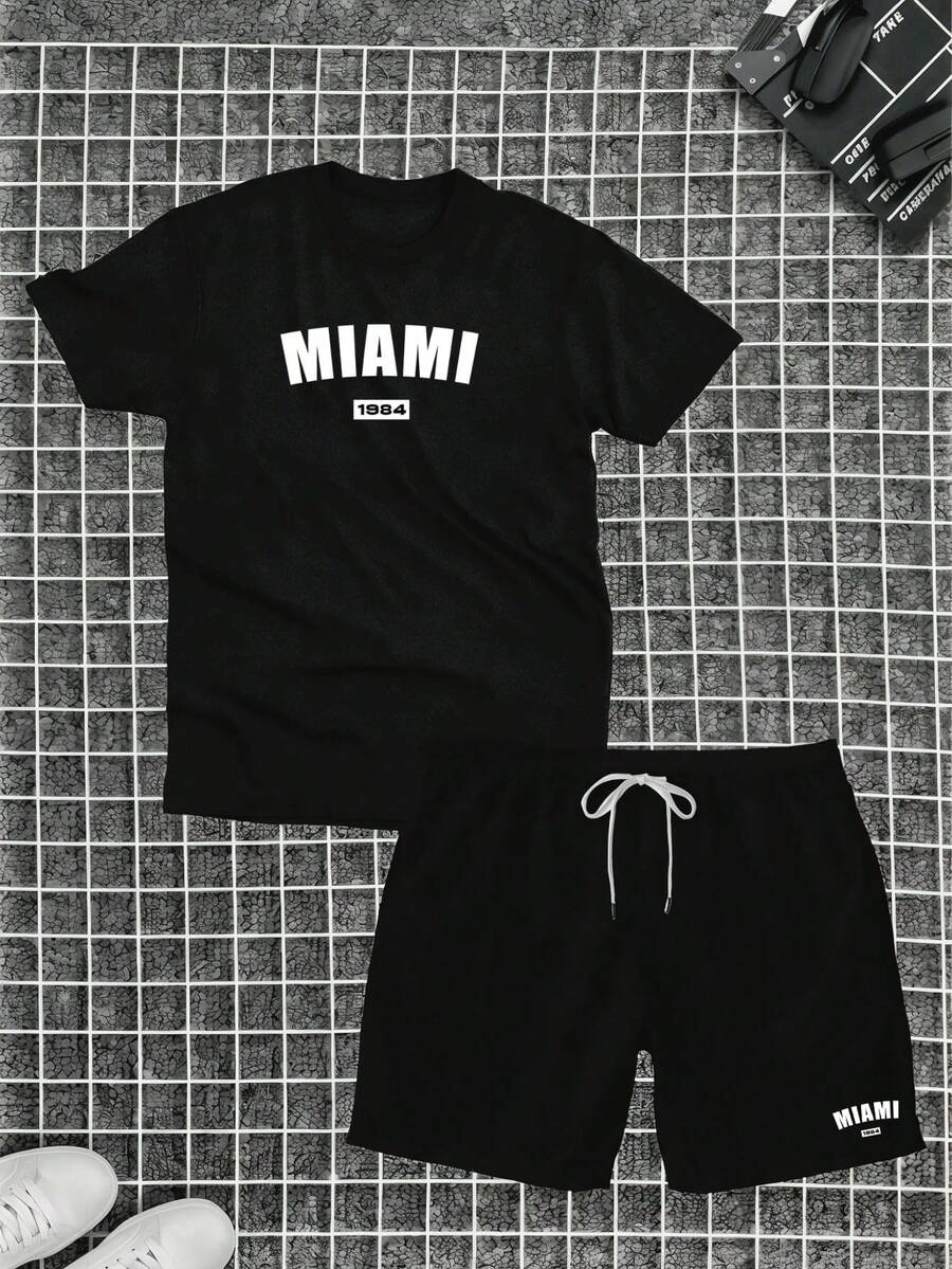 Cotton T-Shirt + Short Tectel Miami Summer Combo Kit - Black - View 1