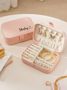 Personalized PU Jewelry Box With Name, Custom Name Jewelry Organizer Case With Adjustable Compartments, Personalized Gifts For Women,Bridesmaid, Mother, Friend, Teacher