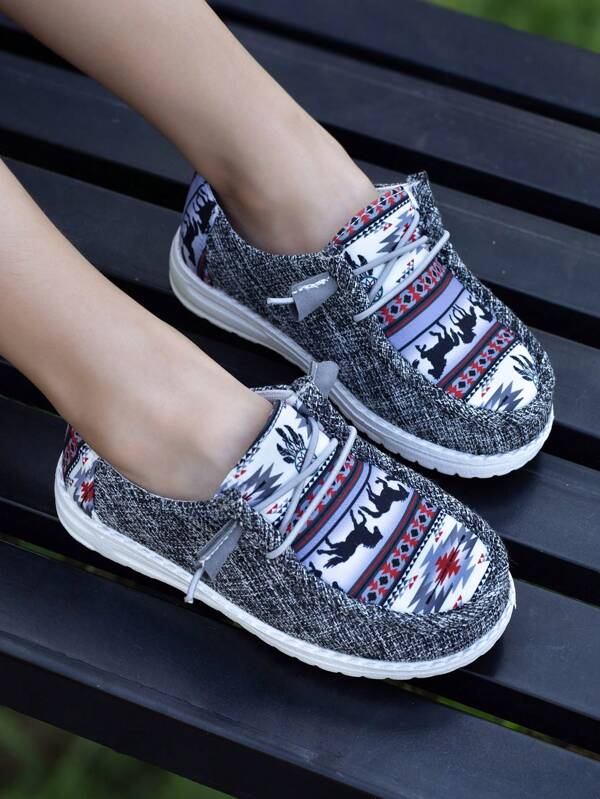 1 Paar leichte, atmungsaktive und bequeme Lässig Slip-On Sportschuhe für Kinder, Boho-Stil Nationaltracht ultra-leichte flache Loafers, ganzjährig tragbar, bitte eine Nummer größer bestellen