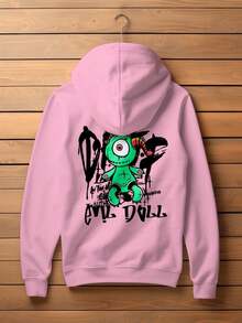 Oversized Evil Doll Print Sweatshirt Blouse Fashion Hip Hop Trap Rap CANGURU 2277 - Màu Hồng baby - Xem 2