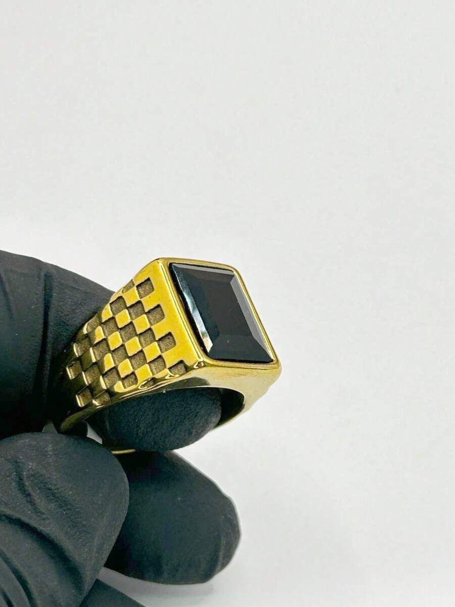 Men's Blackstone Mosaic Gold Plated Stainless Steel Ring - Vàng - Xem 1