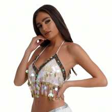 多色亮片胸罩式上衣，肚皮舞舞台表演服装