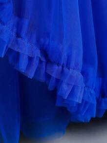 Tween Girl Sequin Layered Tulle Dress Formal Wedding Party Princess Gown, Four Seasons - Blue - View 7