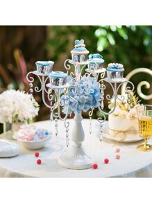 Candelabra Centerpieces Candle Holder - 5 Arm Pillar Candle Holders With Crystal Beads For Table Centrepiece Halloween Wedding Candleholders Decoration,Halloween And Decorations - Hai màu - Xem 3