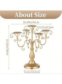 Candelabra Centerpieces Candle Holder - 5 Arm Pillar Candle Holders With Crystal Beads For Table Centrepiece Halloween Wedding Candleholders Decoration,Halloween And Decorations - Hai màu - Xem 2