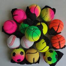 1pc Elastic Reaction Bouncing Ball With Wrist Strap, Solid Rubber Throw Ball Toy For Training, Color May Vary (Handmade Product With Minor Defects)