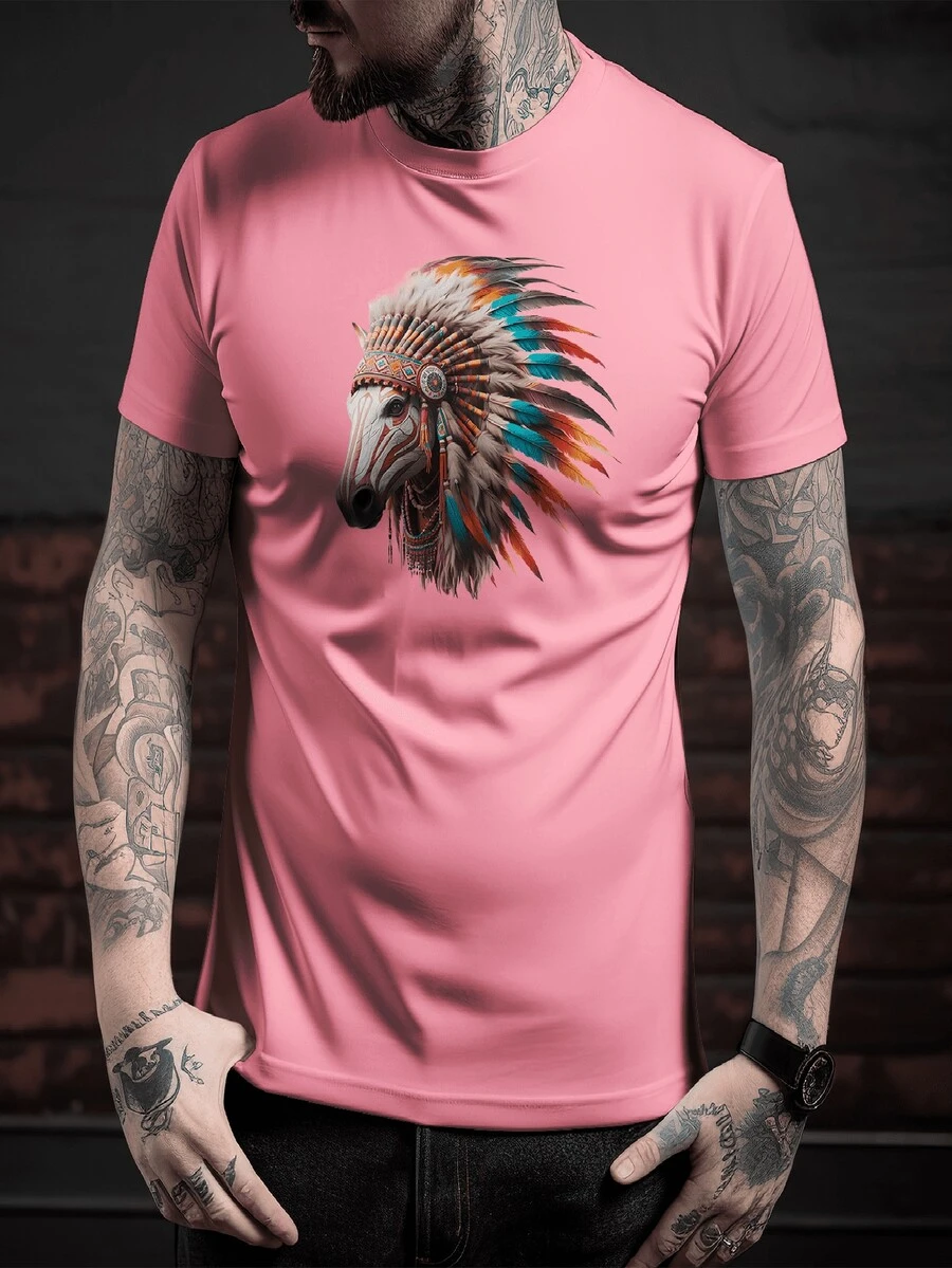 Unisex "Shamanic Horse" 100% Cotton T-Shirt - Màu Hồng baby - Xem 1