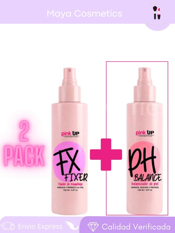 Duo Balanceador PH  Y  Fijador Pink up para Maquillaje Refrescante fixer hidrata y refresca y