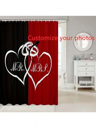 1pc Customized Flannel Shower Curtain, Personalized Text, All Season Suitable For Living Room, Sofa, Bedroom, Car, Gift For Friends And Family Home Bathroom Decor Summer Bathroom Accessories Back To School
