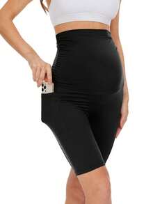 ZOOSIXX 2 件装孕妇高腰短裤，黑色舒适运动跑步瑜伽短裤 - 彩色 - 查看 2