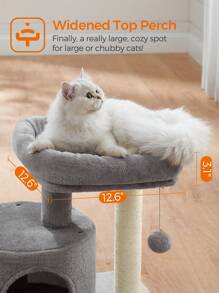 FEANDREA Cat Tree, Cat Tower With Sisal Covered Scratching Posts, Cat Bed And Cave, Indoor Cat Condo, 19.3 X 12.6 X 19.1 Inches, Light Gray UPCT50W - Light Grey - View 4