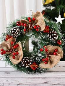 1 pieza Decoración de corona de Navidad, corona floral pequeña de 25cm/30cm para centro comercial, hotel, escaparate, entrada, decoración del hogar, decoraciones navideñas, decoración de habitación, decoraciones navideñas de invierno, regalos de Navidad, decoración navideña - Multicolor - Ver 4