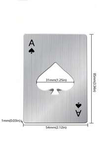 1 件扑克牌形开瓶器，不锈钢多用途酒吧工具，适用于家庭、黑桃 A 设计，适用于户外、露营