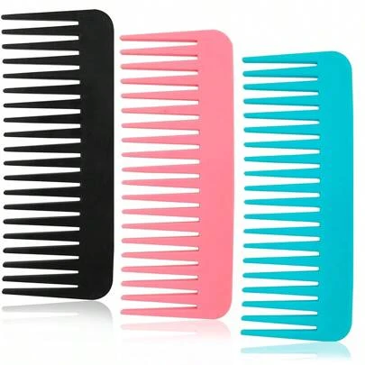 3支装宽齿顺发梳，无柄梳子，干湿两用，长发卷发适用 - 3种颜色，发梳，梳子，美发工具，美发产品及配件，适用于理发店、美容院、旅行必备、返校季、旅行度假必备、女士美发配件、刷子、发梳、边缘梳、梳发、梳子、顺发梳、球形梳、迷你发梳、发梳套装、木梳、梳子、后梳、发梳、边缘梳、梳发、梳子、发梳套装、梳子、迷你发梳、顺发梳、美发产品、美发工具、美发用品、卷发梳、理发师、理发配件、美发设备、旅行必备、旅行必备、发型、美发、顺发梳、女士发梳、头发、旅行、美发产品、美发工具、头发理发用品、理发师、理发配件、理发店、美发设备