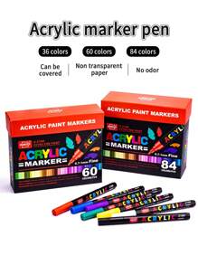 1 支亚克力马克笔 36/60/84/120 色可选，细头，防水，无味，可堆叠，适用于彩色素描、艺术绘画、制作圣诞节、感恩节、新年、复活节、节日礼物、卡片、金属、陶瓷、玻璃、万圣节装饰品 - 丙烯馬克筆 - 查看 11