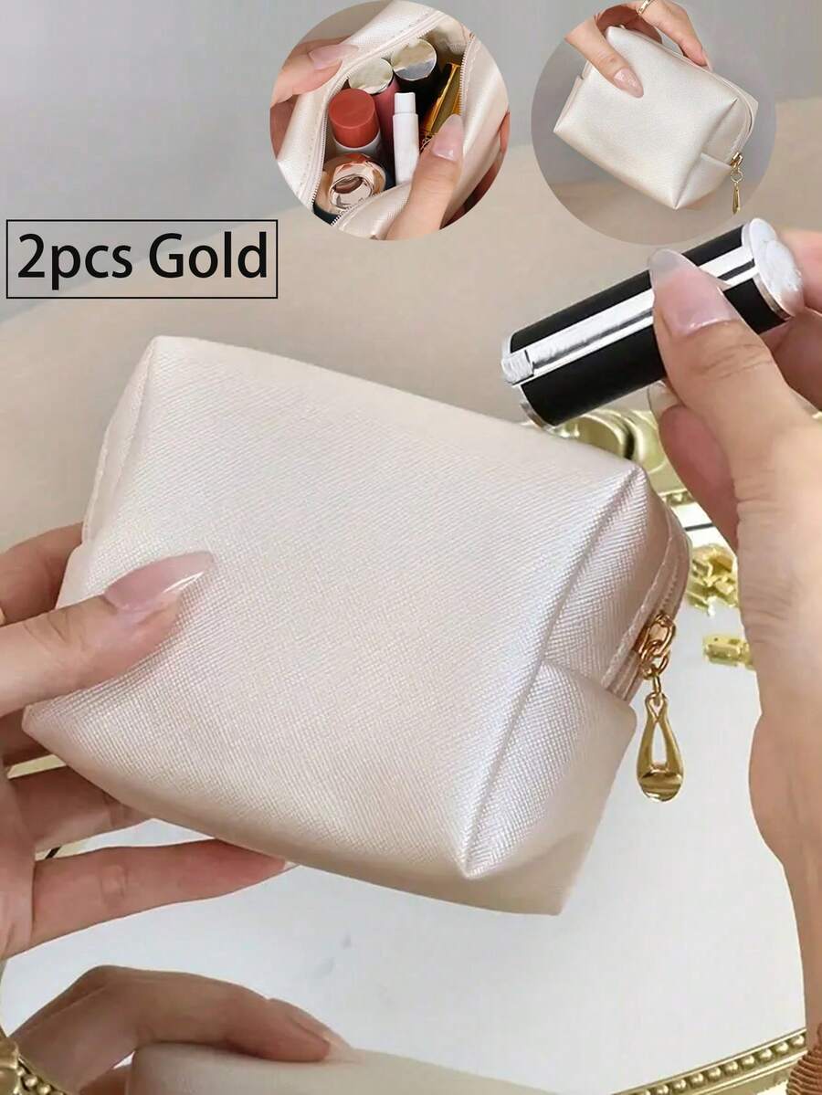 2 hộp đựng mỹ phẩm nhỏ, túi đựng son môi có khóa kéo, túi đựng đồ vệ sinh cá nhân khi đi du lịch, ví đựng tiền xu, hộp đựng mỹ phẩm, túi đựng đồ vệ sinh cá nhân khi đi du lịch chống nước và dễ thương, thích hợp cho phụ nữ và trẻ em gái ​ Túi đựng đồ trang điểm Túi đựng đồ trang điểm Túi đựng đồ trang điểm mini Túi đựng đồ trang điểm nhỏ khi đi du lịch Phụ kiện Giá đựng đồ trang điểm Túi đựng cọ Hộp đựng đồ trang điểm Túi đựng mỹ phẩm Đồ dùng thiết yếu khi đi du lịch Phụ kiện nữ Đồ dùng khi đi du lịch - Vàng - Xem 1