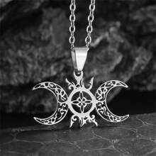 SeuSuk 1pc Exquisite Sun And Moon Witch Knot Pendant Necklace, Fashionable Punk Rock Party Lucky Charm Accessories, Gifts For Men & Women - Multicolor - View 5