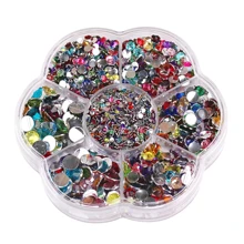 5000pcs/Box, 2mm 3mm 4mm 5mm 6mm, 5 Sizes, Silver Base Crystal Beads Stones,Flower Shape Box Packed, Round Flatback Rhinestones Multi Colors Crystal Gems Non HotFix DMC Jewelry Beads Glass Stones Diamond 3D Pattern Design Accessories Glitter Manicure Decal Decorations For Clothes,Bag,Shoes,Cups,Phone Covers,Handicrafts,Diy Trim.
