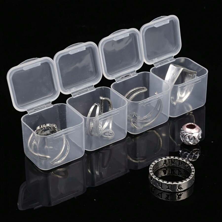 10pcs Mini Clear Plastic Storage Boxes, 2.4x2.2x2.2cm / 0.94x0.87x0.87