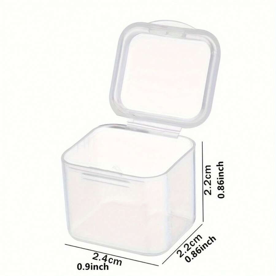 10pcs Mini Clear Plastic Storage Boxes, 2.4x2.2x2.2cm / 0.94x0.87x0.87