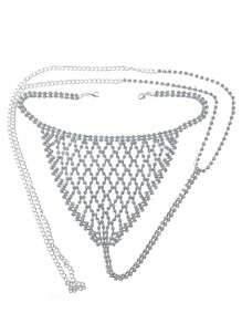 Sexy Rhinestone Embellished Bikini, Beach & Club Intimate Bodychain, Fashionable Jewelry Accessory For Women - Silver - View 8