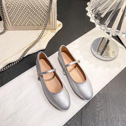 2024 Spring/Summer New French Strap Patent Leather Loafers, Shallow Flat Ballerina Ballet Flats, Versatile Casual Women Shoes, Round Toe Red Leather Shoes