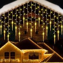 Icicle Christmas Lights, 11.5ft 96 LED Connectable Icicle String Lights With 16 Drops, Window Curtain Fairy Lights With 8 Modes, Icicle Fairy Twinkle Lights For Christmas Decorations - Warm White - View 3