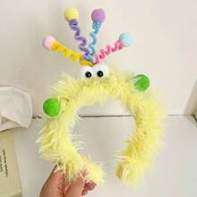 Bandeau fluffy coloré élégant en polyester avec torsade, accessoire de tête de dessin animé mignon pour femmes, pour l'automne/l'hiver, serre-tête, cerceaux à cheveux