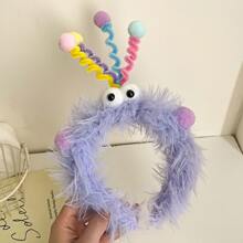 Bandeau fluffy coloré élégant en polyester avec torsade, accessoire de tête de dessin animé mignon pour femmes, pour l'automne/l'hiver, serre-tête, cerceaux à cheveux